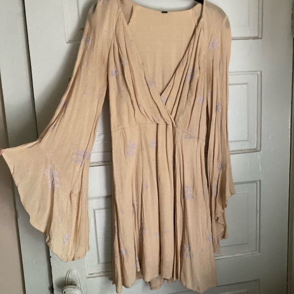 Free People Jasmine Surplice Dress in Almond - Picture 2 of 9